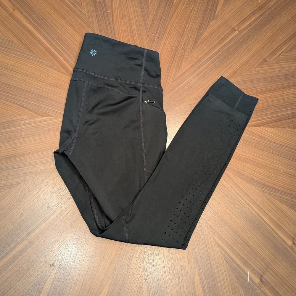 Athleta Ultimate Stash Pocket Tight Women Black Excellent Laser Cut Leggings XS